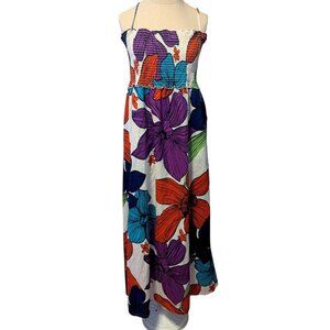 Cacique Smocked Halter Sundress Floral Convertible Strapless Swim‎ Cover Boho